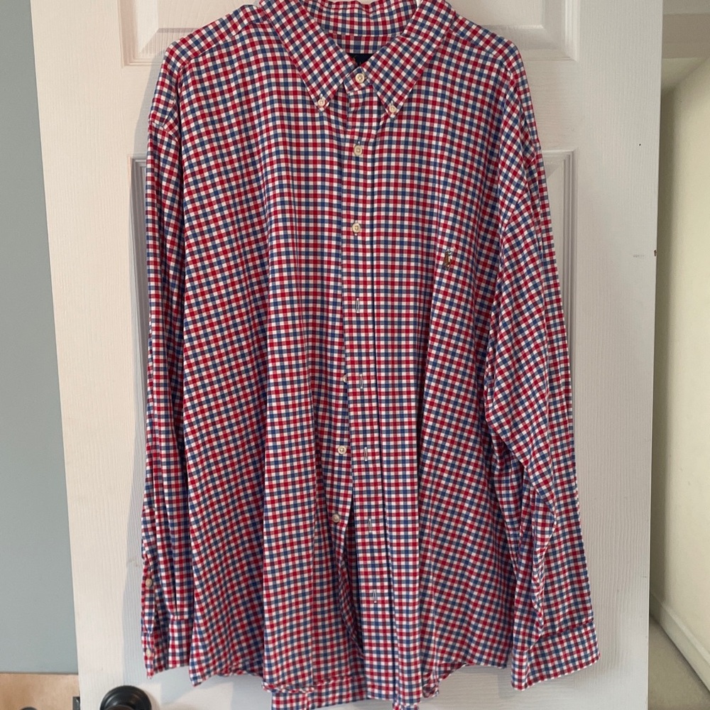 Ralph Lauren Polo Men's Red and Blue Checkered Shirt.